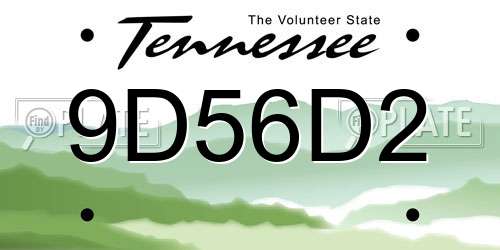 9D56D2 Tennessee License Plate