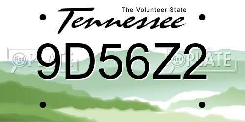 9D56Z2 Tennessee License Plate