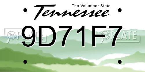 9D71F7 Tennessee License Plate