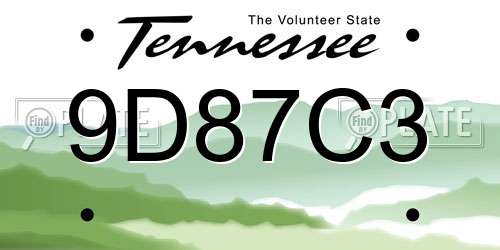 9D87C3 Tennessee License Plate