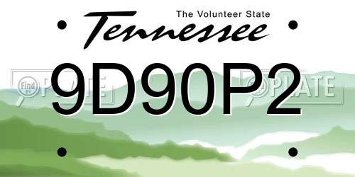 9D90P2 Tennessee License Plate