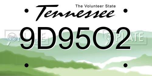 9D95O2 Tennessee License Plate