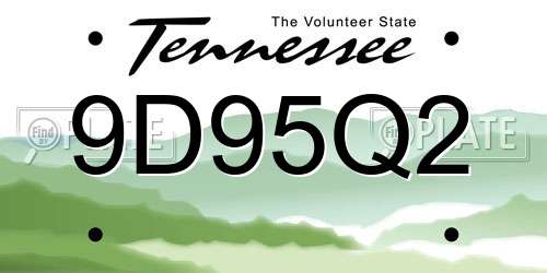 9D95Q2 Tennessee License Plate