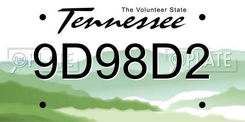 9D98D2 Tennessee License Plate