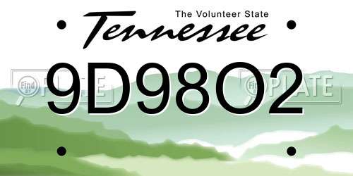 9D98O2 Tennessee License Plate