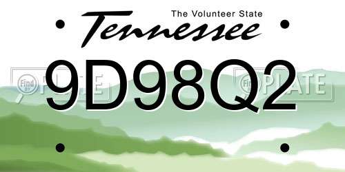 9D98Q2 Tennessee License Plate