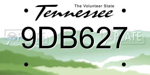 9DB627 Tennessee License Plate