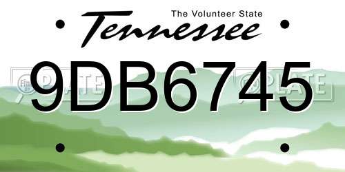 9DB6745 Tennessee License Plate