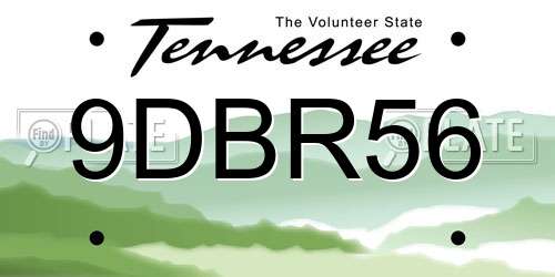 9DBR56 Tennessee License Plate