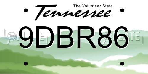 9DBR86 Tennessee License Plate
