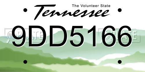 9DD5166 Tennessee License Plate