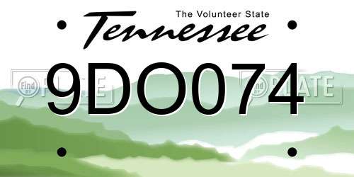9DO074 Tennessee License Plate
