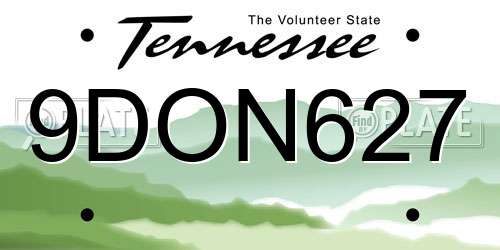 9DON627 Tennessee License Plate