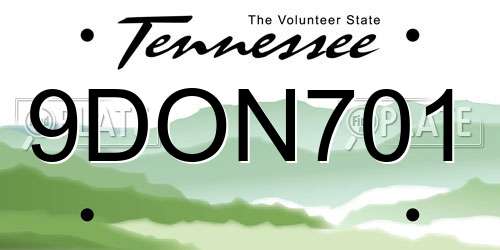 9DON701 Tennessee License Plate