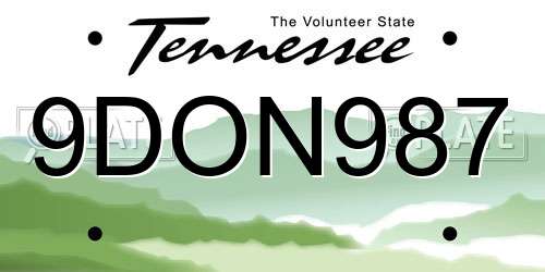 9DON987 Tennessee License Plate
