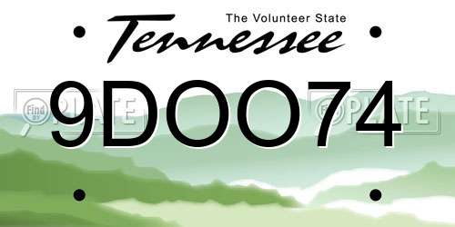 9DOO74 Tennessee License Plate