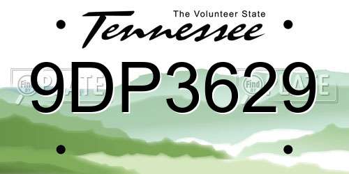 9DP3629 Tennessee License Plate
