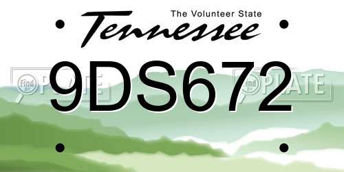 9DS672 Tennessee License Plate