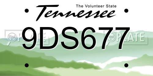 9DS677 Tennessee License Plate