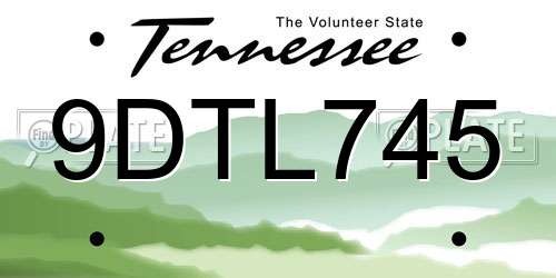 9DTL745 Tennessee License Plate