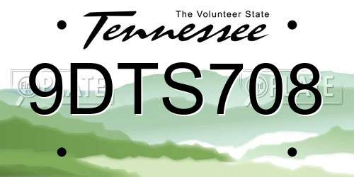 9DTS708 Tennessee License Plate