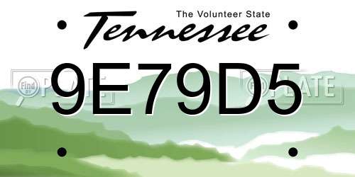 9E79D5 Tennessee License Plate