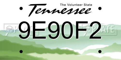 9E90F2 Tennessee License Plate
