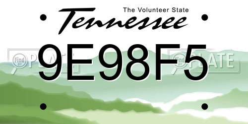 9E98F5 Tennessee License Plate