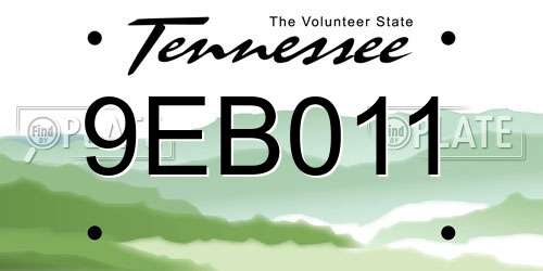 9EB011 Tennessee License Plate