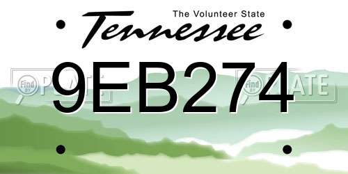 9EB274 Tennessee License Plate