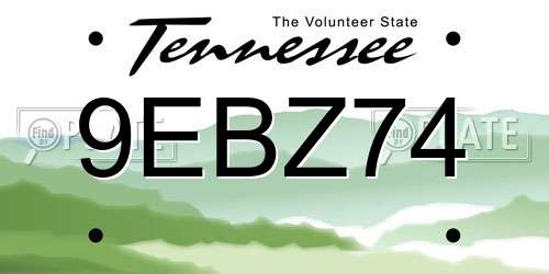 9EBZ74 Tennessee License Plate