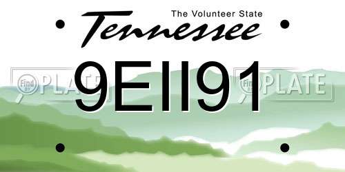 9EII91 Tennessee License Plate