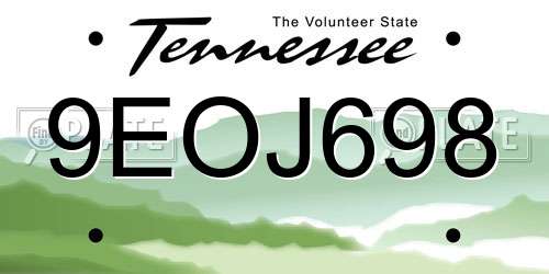 9EOJ698 Tennessee License Plate