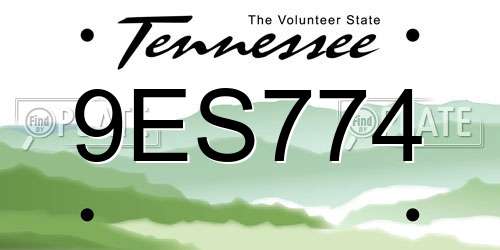 9ES774 Tennessee License Plate