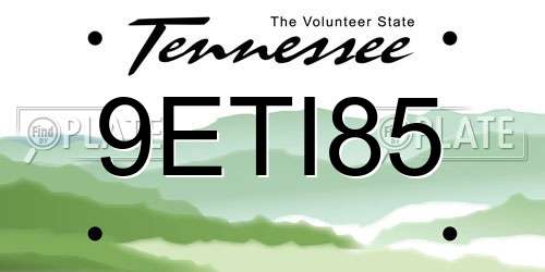 9ETI85 Tennessee License Plate