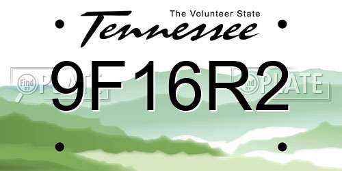 9F16R2 Tennessee License Plate