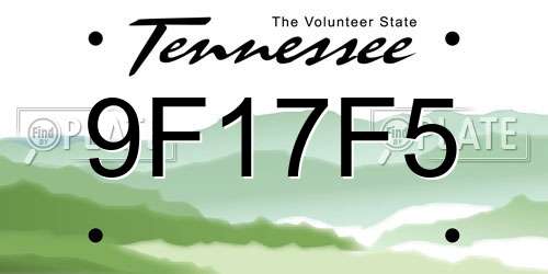 9F17F5 Tennessee License Plate