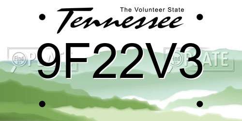9F22V3 Tennessee License Plate