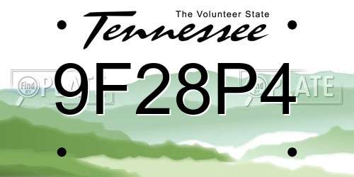 9F28P4 Tennessee License Plate