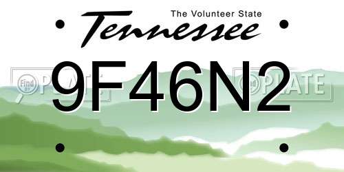 9F46N2 Tennessee License Plate