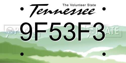 9F53F3 Tennessee License Plate