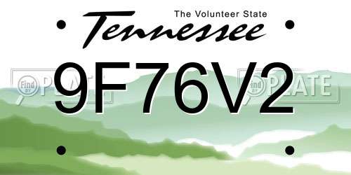 9F76V2 Tennessee License Plate