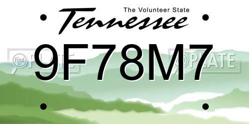 9F78M7 Tennessee License Plate