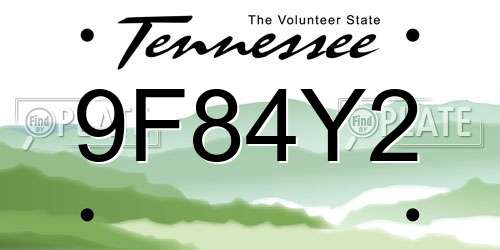 9F84Y2 Tennessee License Plate