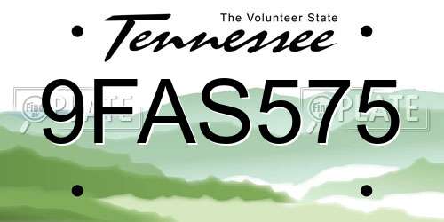 9FAS575 Tennessee License Plate