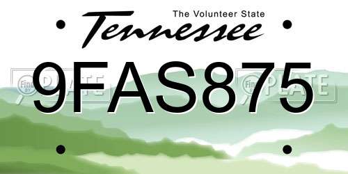 9FAS875 Tennessee License Plate
