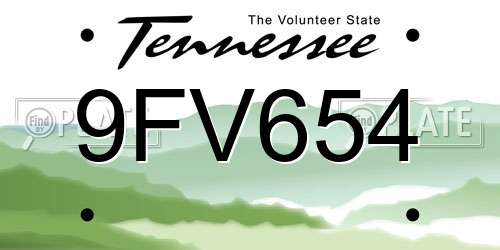 9FV654 Tennessee License Plate