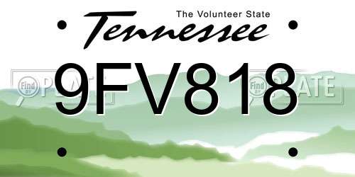 9FV818 Tennessee License Plate