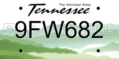 9FW682 Tennessee License Plate