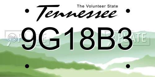 9G18B3 Tennessee License Plate